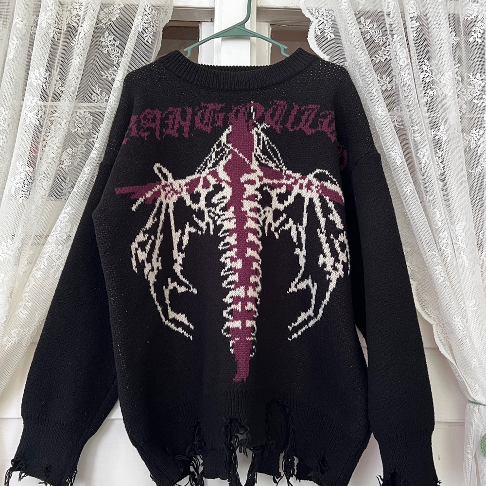 Nevstudio Studio Black and Purple Graphic Sweater